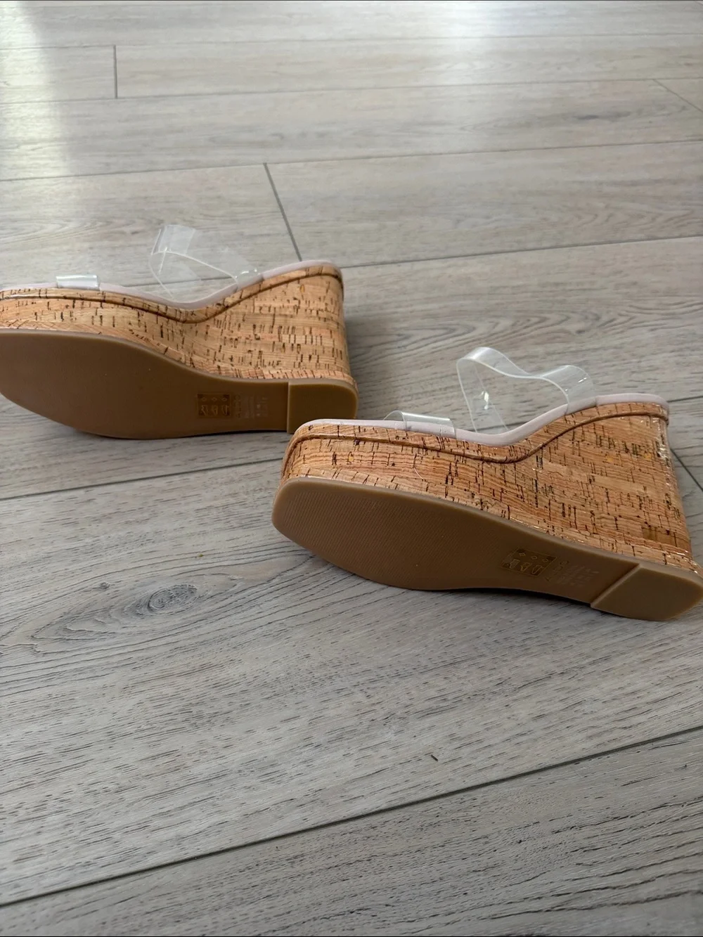 ALDO Pink Cork Platform Wedge Sandals with Clear Straps